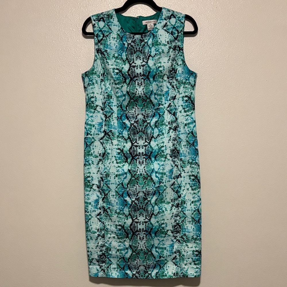Liz Claiborne Teal and Black Snake Print Mini Dress